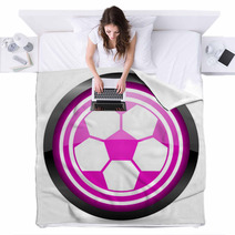 Soccer Violet Glossy Icon On White Background Blankets 47835162