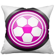 Soccer Violet Glossy Icon On White Background Pillows 47835162