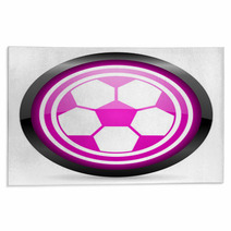 Soccer Violet Glossy Icon On White Background Rugs 47835162