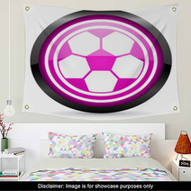 Soccer Violet Glossy Icon On White Background Wall Art 47835162