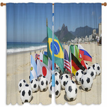 Soccer World Cup 2014 Brazil International Team Flags Rio Window Curtains 59122822