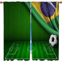 Soccer World Cup In Brazil Concept Background Window Curtains 65612232