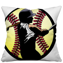 Softball Batter Closeup Pillows 89082635