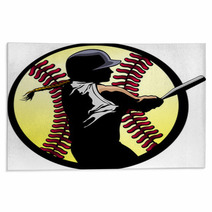 Softball Batter Closeup Rugs 89082635