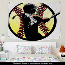 Softball Batter Closeup Wall Art 89082635