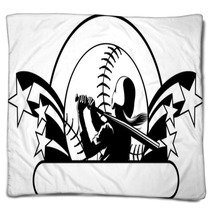 Softball Design With Stars Blankets 89082447