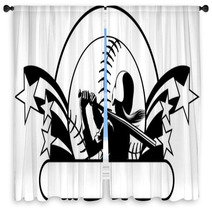 Softball Design With Stars Window Curtains 89082447