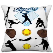 Softball Elements Vector Pillows 21440024