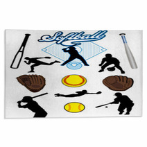 Softball Elements Vector Rugs 21440024