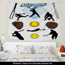 Softball Elements Vector Wall Art 21440024