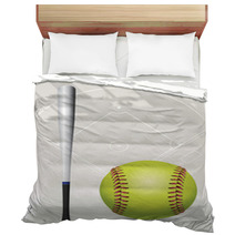 Softball Field, Ball, Bat Illustration Bedding 67224167