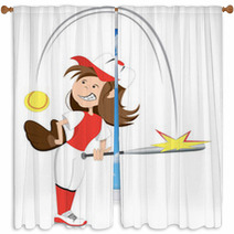Softball Girl Window Curtains 66262243