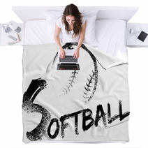 Softball Grunge Streak Blankets 89033264