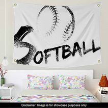 Softball Grunge Streak Wall Art 89033264