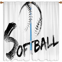 Softball Grunge Streak Window Curtains 89033264