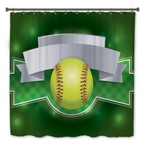 Softball Label And Banner Illustration Bath Decor 67224156