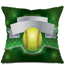 Softball Label And Banner Illustration Pillows 67224156