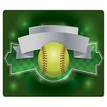 Softball Label And Banner Illustration Rugs 67224156