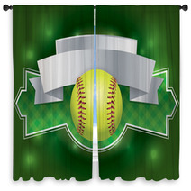 Softball Label And Banner Illustration Window Curtains 67224156