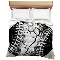 Softball Player Throwing With A Grunge Style Ball Bedding 208007402