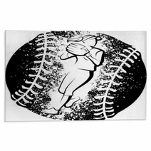 Softball Player Throwing With A Grunge Style Ball Rugs 208007402