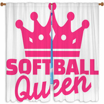 Softball Queen Window Curtains 131235358