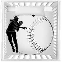 Softball Silhouette Throw Nursery Decor 89068858