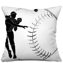 Softball Silhouette Throw Pillows 89068858