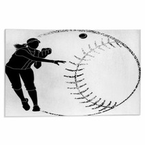 Softball Silhouette Throw Rugs 89068858