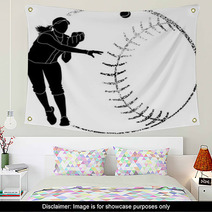 Softball Silhouette Throw Wall Art 89068858