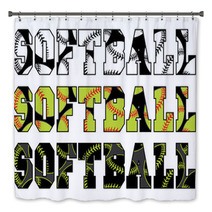 Softball Text With Softballs Is An Illustration Of A Softball Design With The Word Softball And Balls Embedded In The Text Bath Decor 89139519