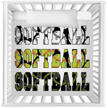 Softball Text With Softballs Is An Illustration Of A Softball Design With The Word Softball And Balls Embedded In The Text Nursery Decor 89139519