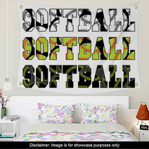 Softball Text With Softballs Is An Illustration Of A Softball Design With The Word Softball And Balls Embedded In The Text Wall Art 89139519