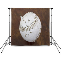 Softball That Has Been Chewed On By Dog Backdrops 53041326