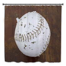 Softball That Has Been Chewed On By Dog Bath Decor 53041326