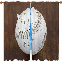 Softball That Has Been Chewed On By Dog Window Curtains 53041326