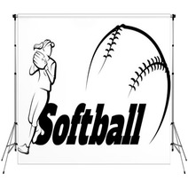Softball Throw With Text Banner Backdrops 208007425
