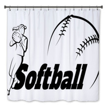 Softball Throw With Text Banner Bath Decor 208007425