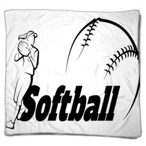 Softball Throw With Text Banner Blankets 208007425