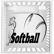 Softball Throw With Text Banner Nursery Decor 208007425