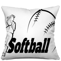 Softball Throw With Text Banner Pillows 208007425