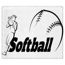 Softball Throw With Text Banner Rugs 208007425