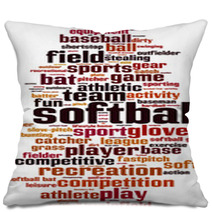 Softball Word Cloud Concept Vector Illustration Pillows 103109965