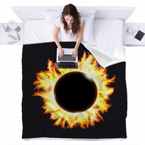 Solar Eclipse Frame Of Solar Protuberances On A Dark Background Blankets 42155216
