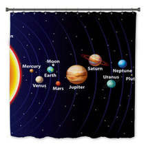 Solar System Colorful Vector Background Bath Decor 58674275