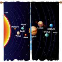 Solar System Colorful Vector Background Window Curtains 58674275