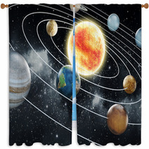 Solar System Illustration Window Curtains 67617292