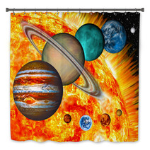 Solar System: The Comparative Size Of The Planets And Sun. Bath Decor 40799295