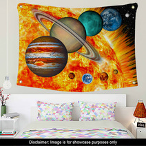 Solar System: The Comparative Size Of The Planets And Sun. Wall Art 40799295