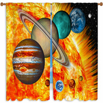 Solar System: The Comparative Size Of The Planets And Sun. Window Curtains 40799295